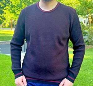Vince Camuto Mens Long Sleeve Ribbed Cuff Tipped Crew Neck Pullover Sweater XXL